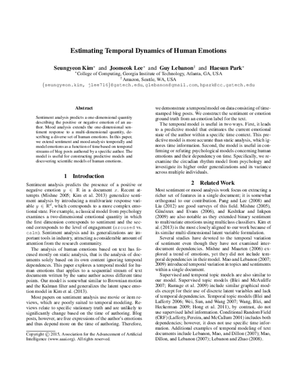 (PDF) Estimating Temporal Dynamics of Human Emotions