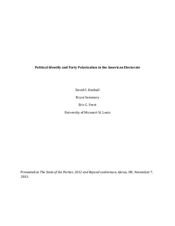(PDF) Political Identify and Party Polarization in the American Electorate