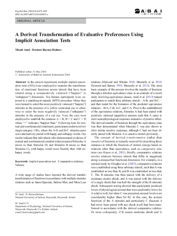 (PDF) A Derived Transformation of Evaluative Preferences Using Implicit ...