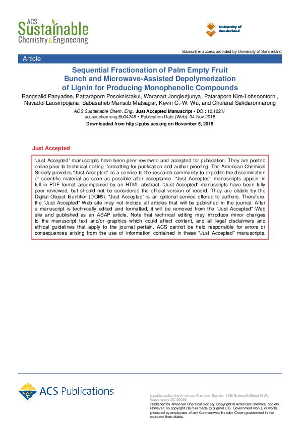 (PDF) Sequential Fractionation of Palm Empty Fruit Bunch and Microwave ...