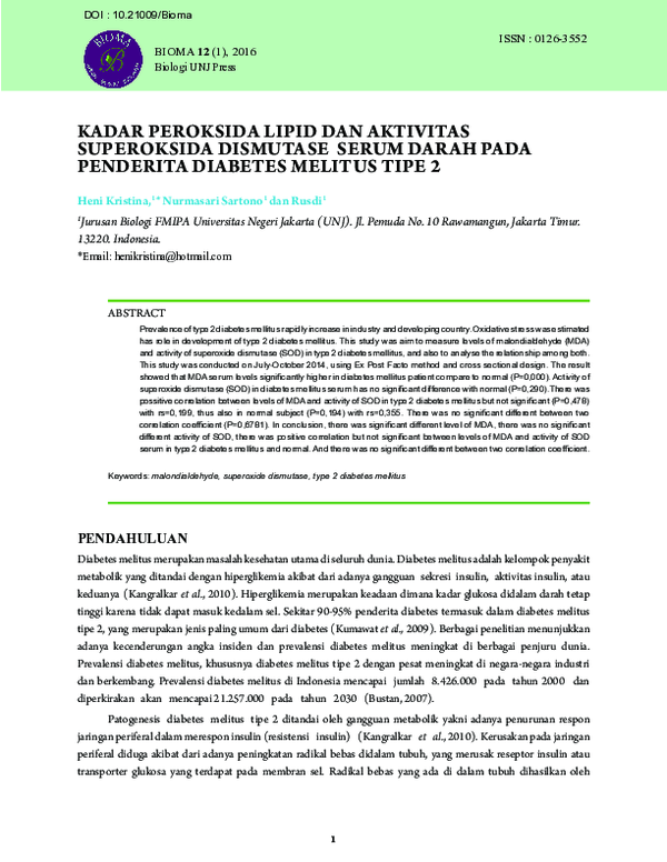 (PDF) Kadar Peroksida Lipid Dan Aktivitas Superoksida Dismutase Serum ...