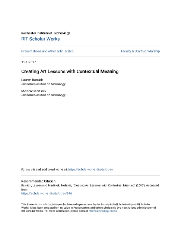 (PDF) Creating Art Lessons with Contextual Meaning