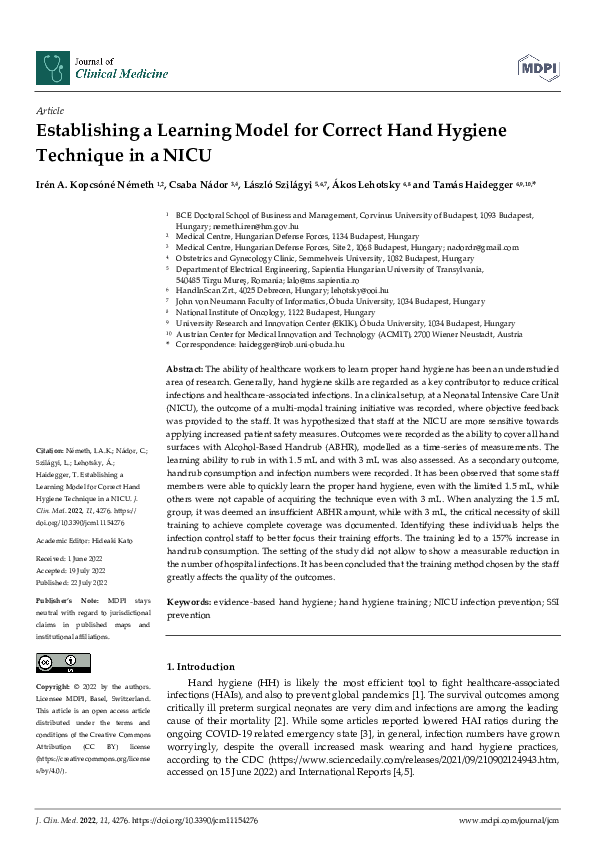 (PDF) Establishing a Learning Model for Correct Hand Hygiene Technique ...