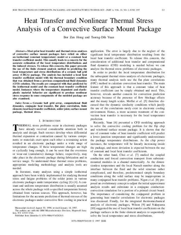 (PDF) Heat transfer and nonlinear thermal stress analysis of a ...
