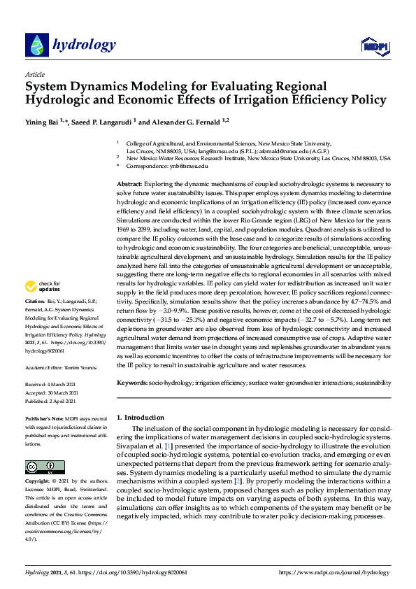 (PDF) System Dynamics Modeling for Evaluating Regional Hydrologic and ...
