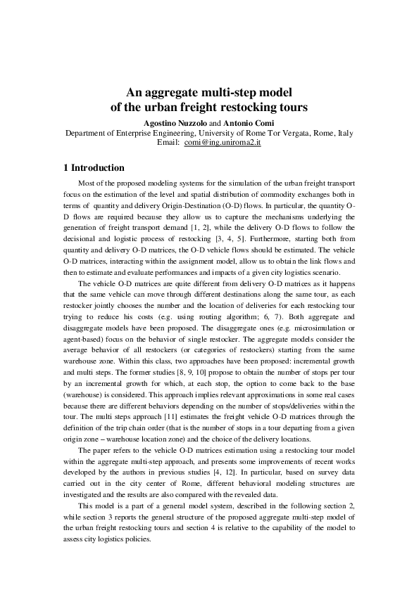 (PDF) An aggregate multi-step model of the urban freight restocking tours