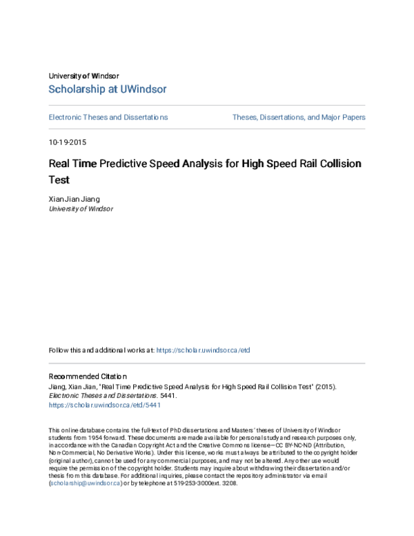 (PDF) Real Time Predictive Speed Analysis for High Speed Rail Collision ...