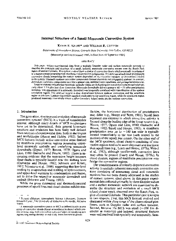 (PDF) Internal Structure of a Small Mesoscale Convective System