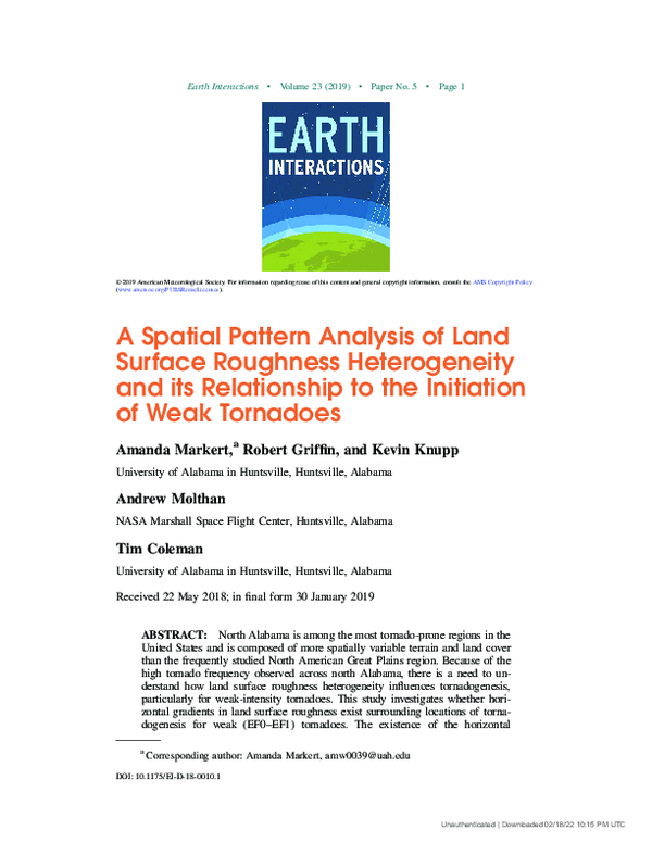 (PDF) A Spatial Pattern Analysis of Land Surface Roughness ...