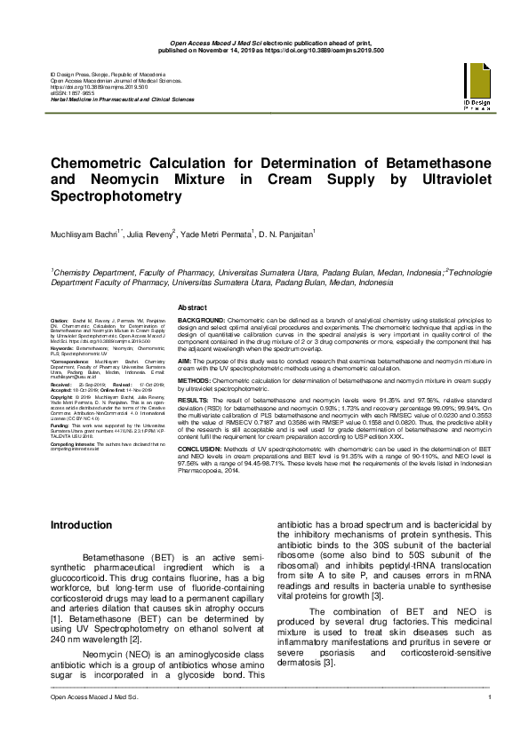 (PDF) Chemometric Calculation for Determination of Betamethasone and ...