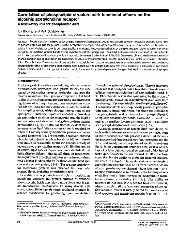(PDF) Correlation of phospholipid structure with functional effects on ...