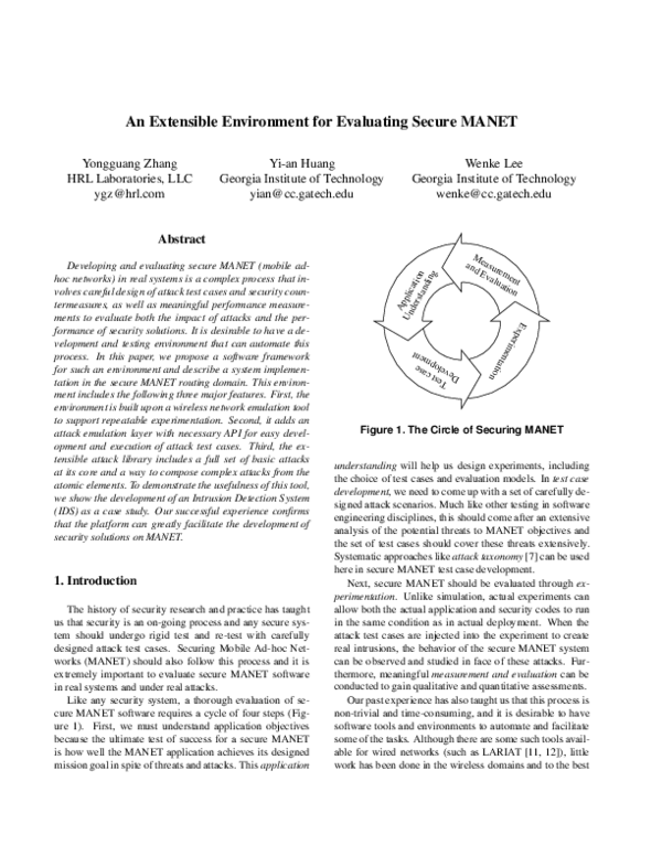 (PDF) An Extensible Environment for Evaluating Secure MANET