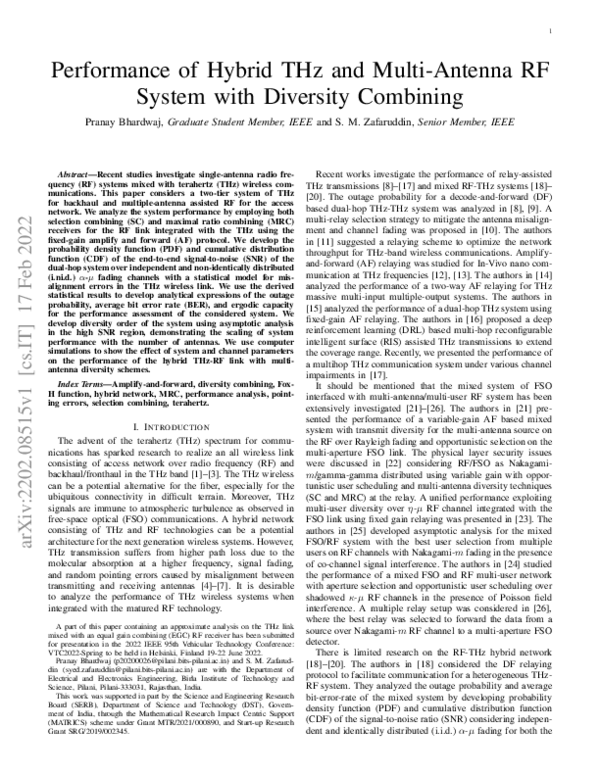 (PDF) Performance of Hybrid THz and Multi-Antenna RF System with ...