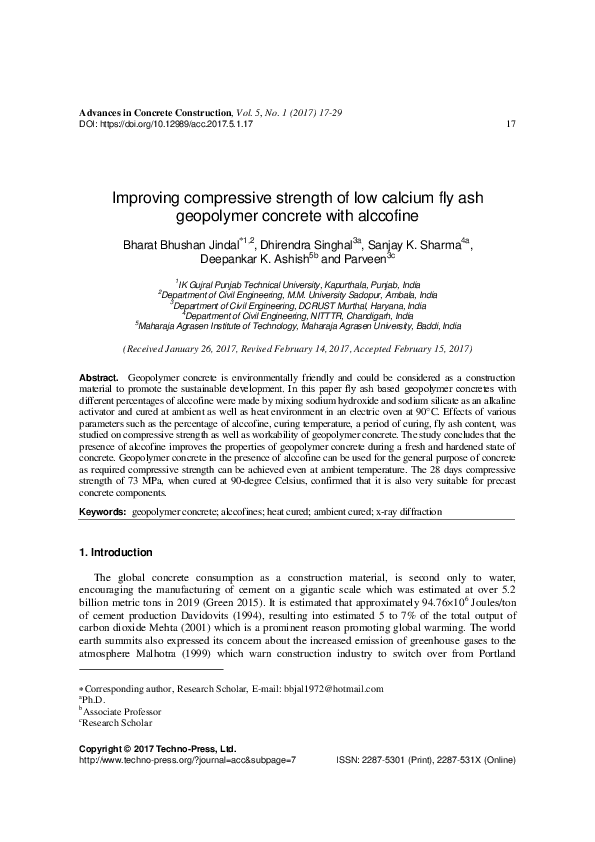 (PDF) Improving compressive strength of low calcium fly ash geopolymer ...