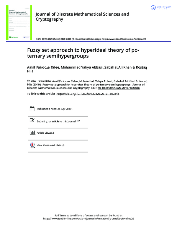 (PDF) Fuzzy set approach to hyperideal theory of po-ternary semihypergroups