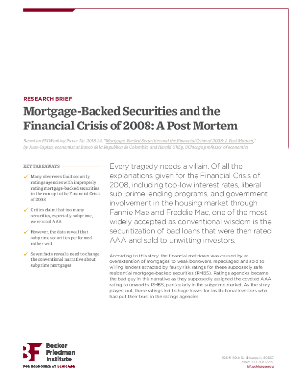 (PDF) Mortgage-Backed Securities and the Financial Crisis of 2008: a ...
