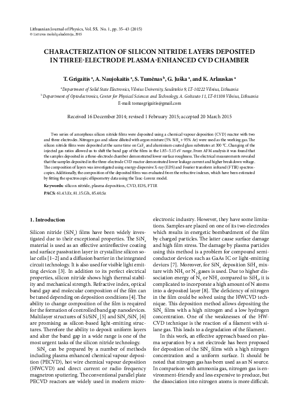 (PDF) Characterization of silicon nitride layers deposited in three ...