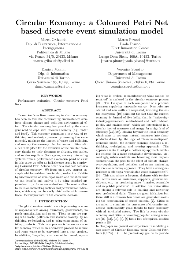 (PDF) Circular Economy: A Coloured Petri Net Based Discrete Event ...