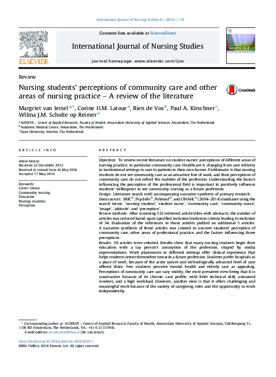 (PDF) Nursing students’ perceptions of community care and other areas ...