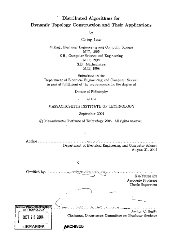 (PDF) Distributed algorithms for dynamic topology construction and ...