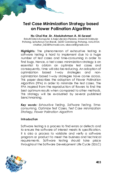 (PDF) Test Cases Minimization Strategy Based on Flower Pollination ...