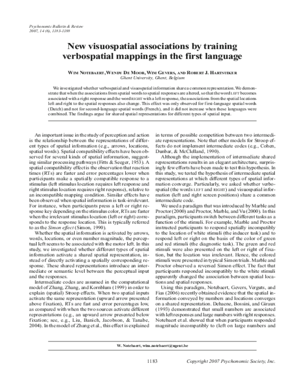 (PDF) New visuospatial associations by training verbospatial mappings ...