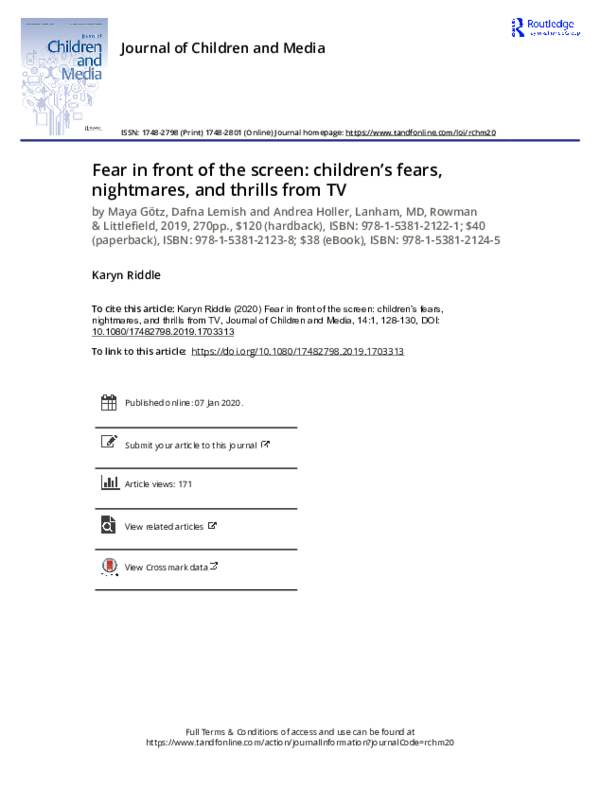 (PDF) Fear in front of the screen: children’s fears, nightmares, and ...