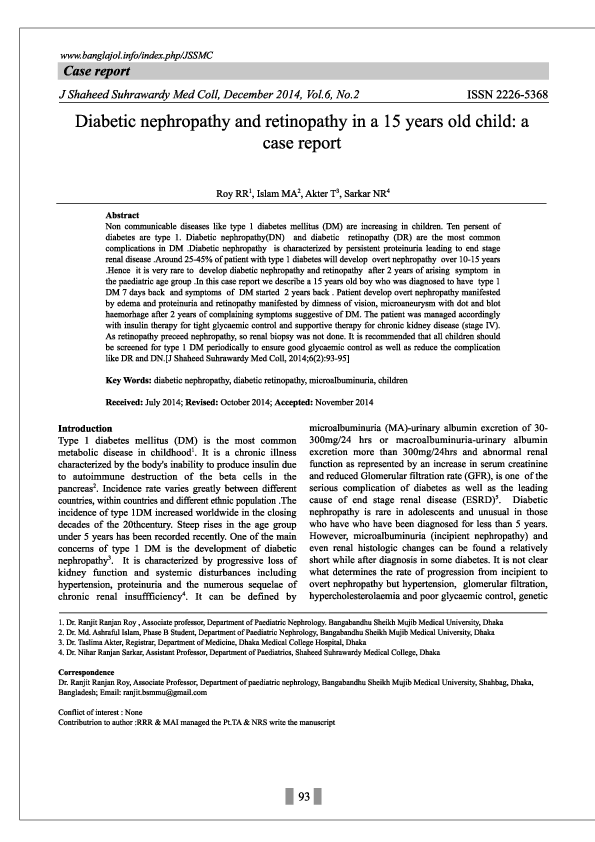 (PDF) Diabetic nephropathy and retinopathy in a 15 years old child: a ...