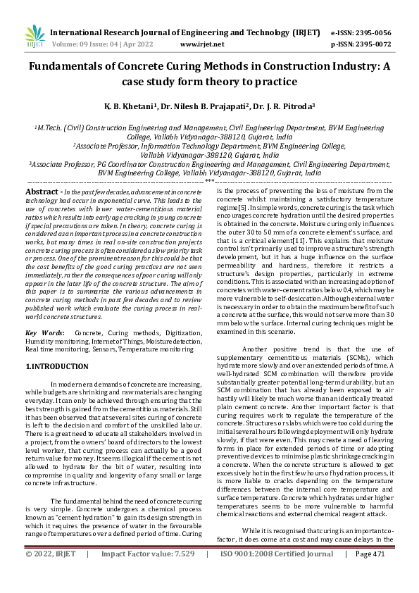 (PDF) Fundamentals of Concrete Curing Methods in Construction Industry ...