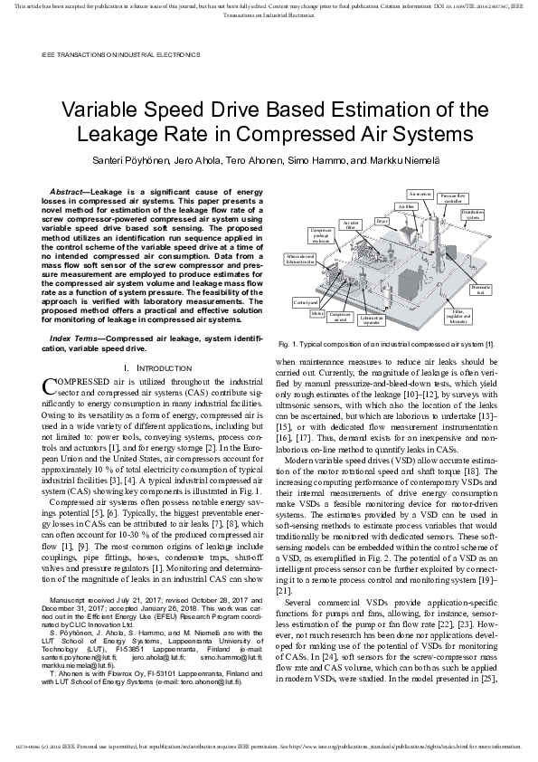 (PDF) Variable-Speed-Drive-Based Estimation of the Leakage Rate in ...