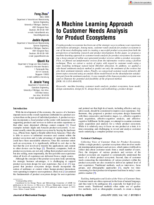 (PDF) A Machine Learning Approach to Customer Needs Analysis for ...
