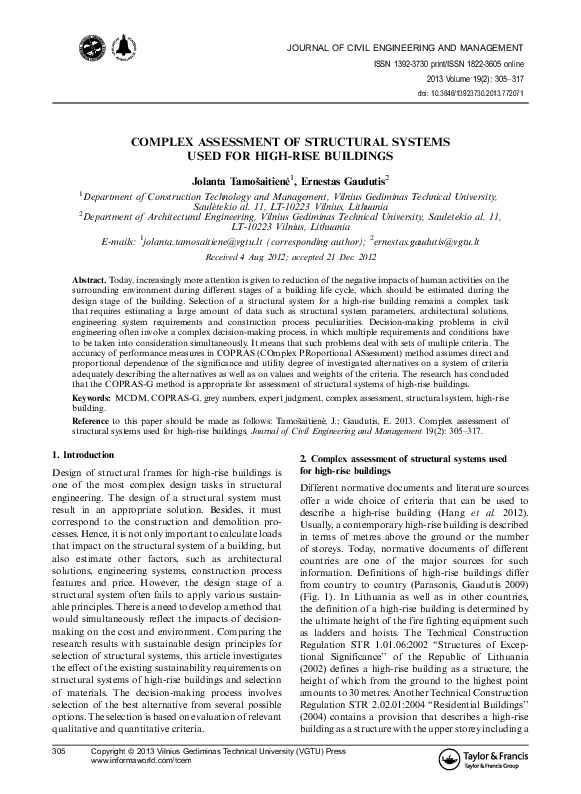 (PDF) Complex Assessment of Structural Systems Used for HighRise