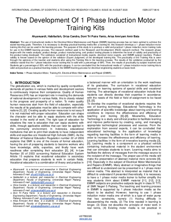 (PDF) The Development Of 1 Phase Induction Motor Training Kits