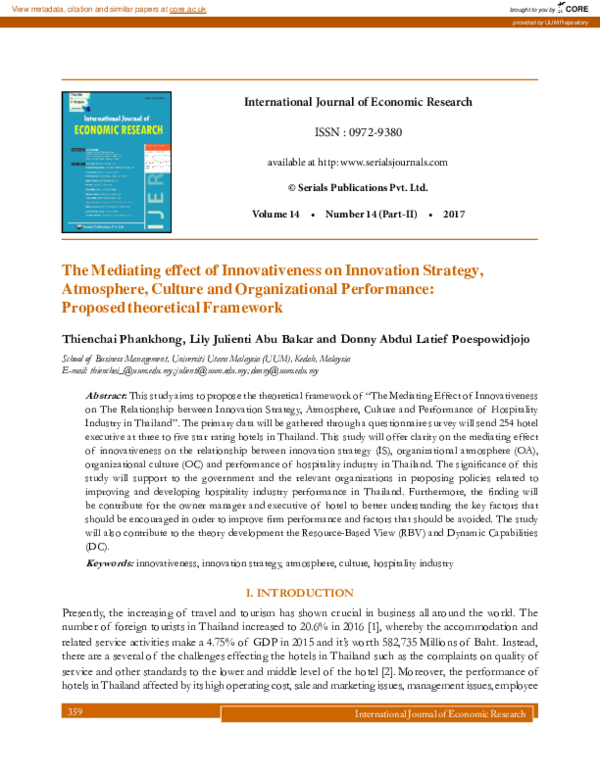 (PDF) The mediating effect of innovativeness on innovation strategy ...