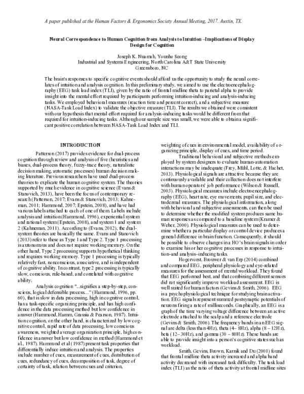 (PDF) Neural Correspondence to Human Cognition from Analysis to ...