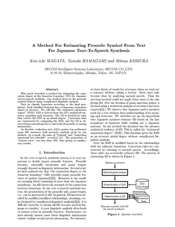 (PDF) A method for estimating prosodic symbol from text for Japanese ...