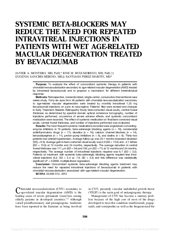 (PDF) Systemic Beta-Blockers May Reduce the Need for Repeated ...