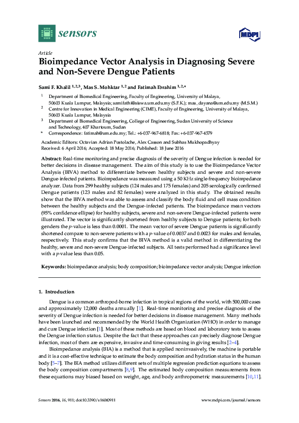 (PDF) Bioimpedance Vector Analysis in Diagnosing Severe and Non-Severe ...
