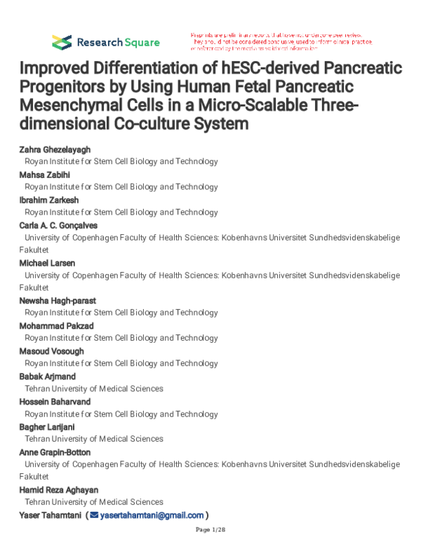 (PDF) Improved Differentiation of hESC-Derived Pancreatic Progenitors ...