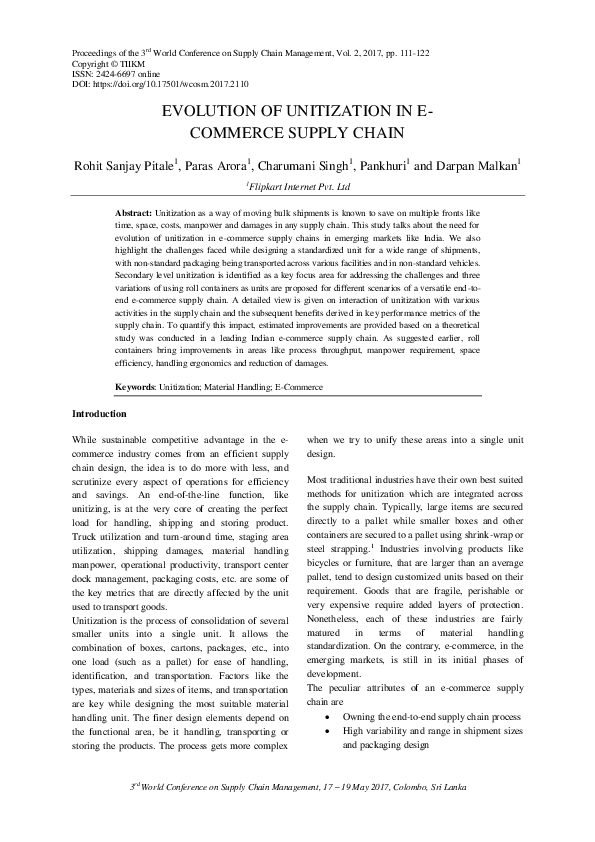 (PDF) Evolution of Unitization in Supply Chain paras arora