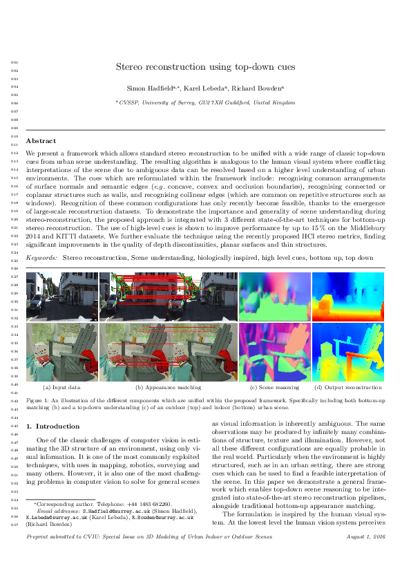 (PDF) Stereo reconstruction using top-down cues | Simon Hadfield ...