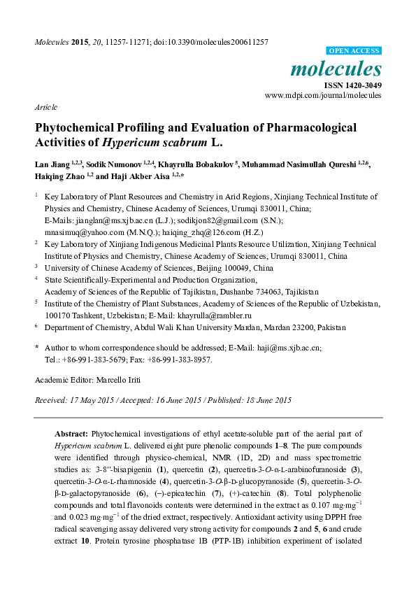 (PDF) Article Phytochemical Profiling and Evaluation of Pharmacological ...