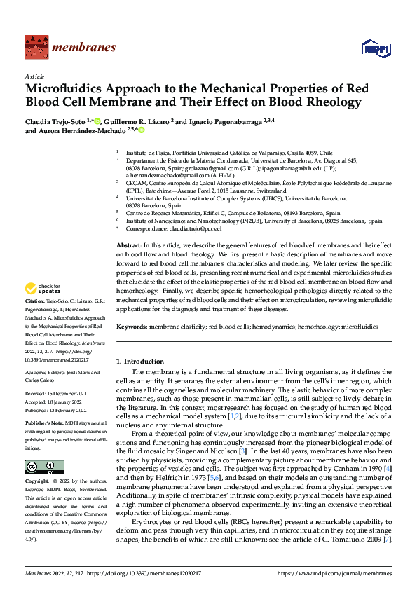 (PDF) Microfluidics Approach to the Mechanical Properties of Red Blood ...