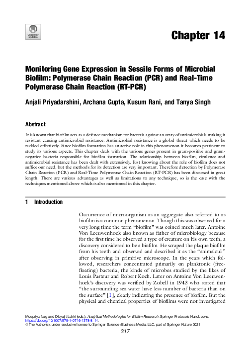 (PDF) Monitoring Gene Expression in Sessile Forms of Microbial Biofilm ...