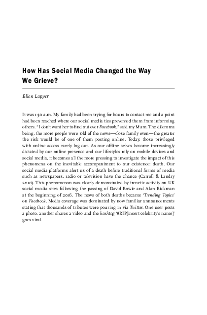 (PDF) How Has Social Media Changed the Way We Grieve?
