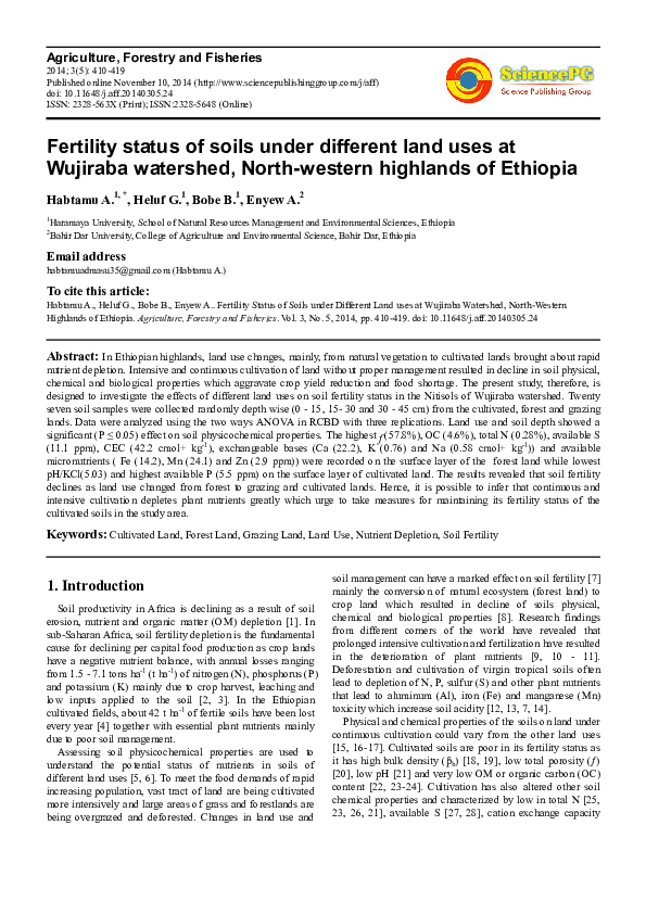 (PDF) Fertility Status of Soils under Different Land uses at Wujiraba ...