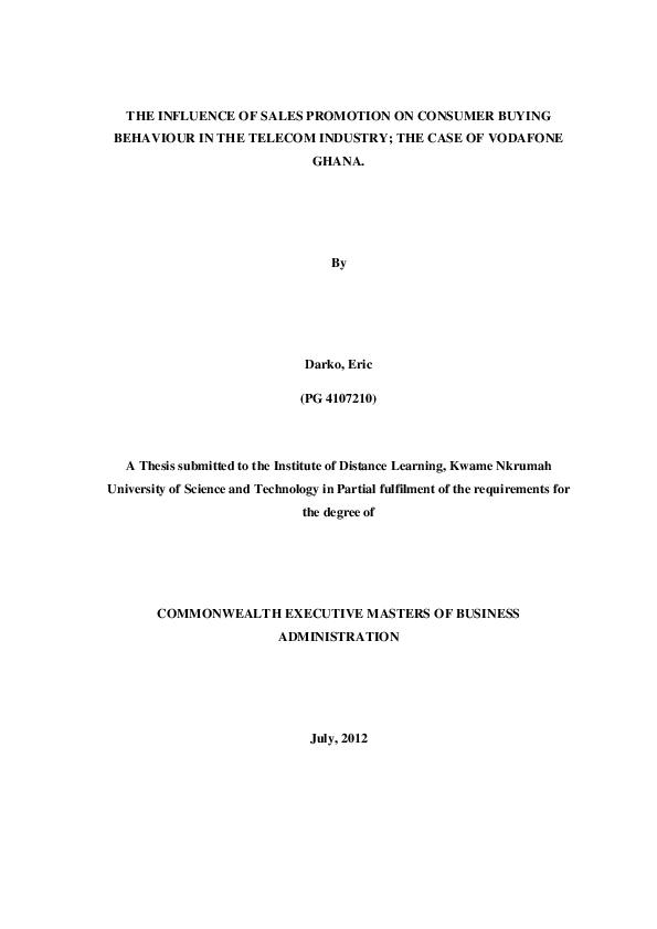 (PDF) The Influence of Sales Promotion on Consumer Buying Behaviour in ...