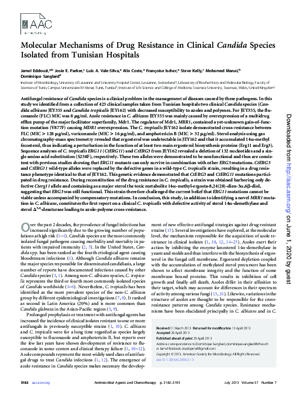 (PDF) Molecular Mechanisms of Drug Resistance in Clinical Candida ...