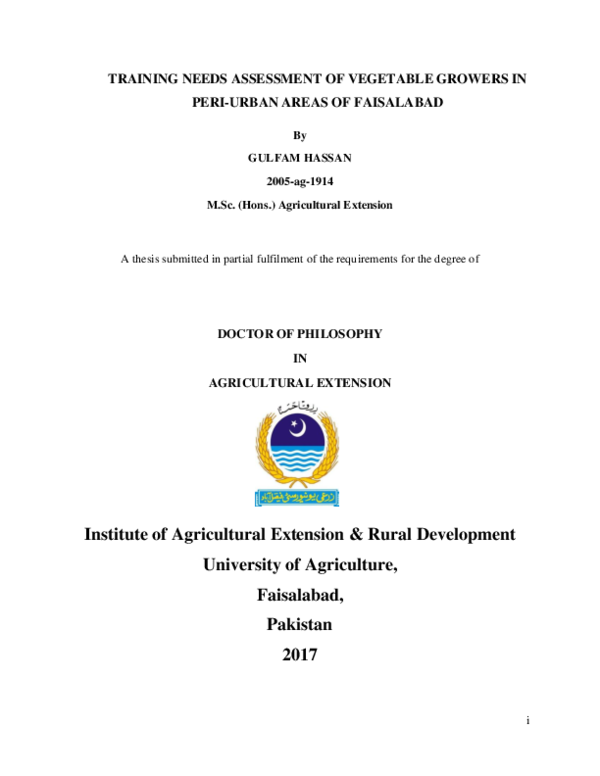 (PDF) Training Needs Assessment of Vegetable Growers in PeriUrban