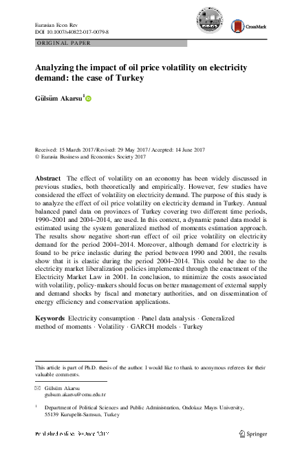 (PDF) Analyzing the impact of oil price volatility on electricity ...